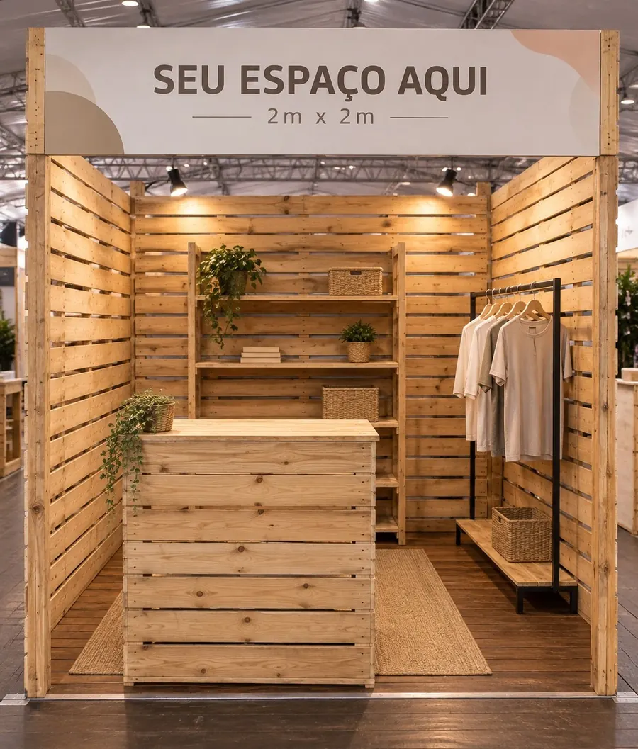 Stand palete 2x2 metros com cobertura
